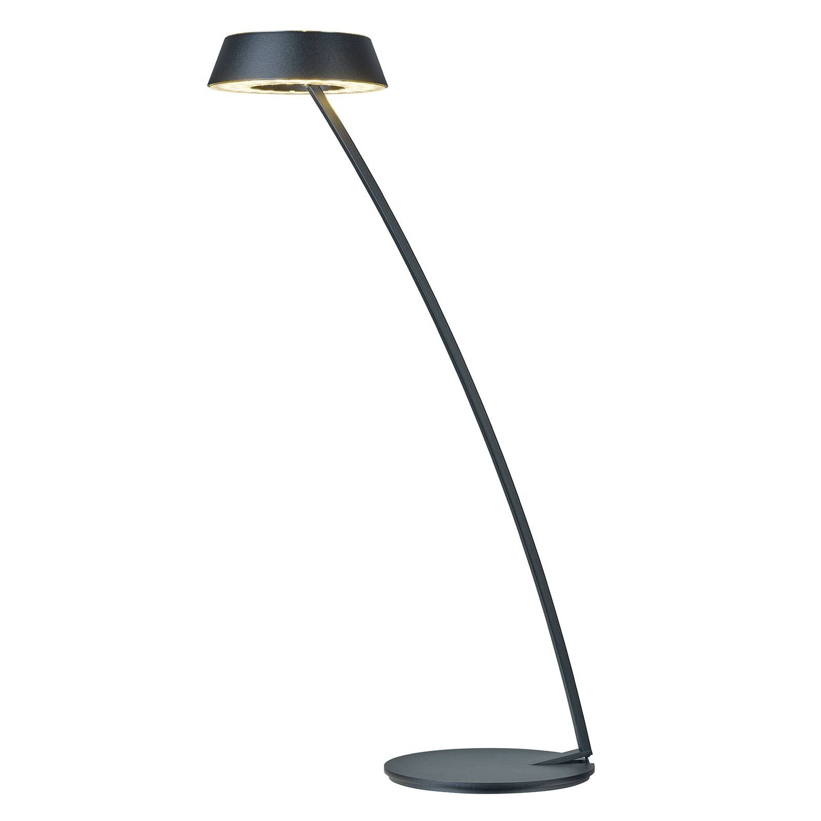Oligo OLIGO Glance LED table lamp curved matt black, for Living / Dining Room, metal, acrylic, 24.5 W, H: 77.5 cm