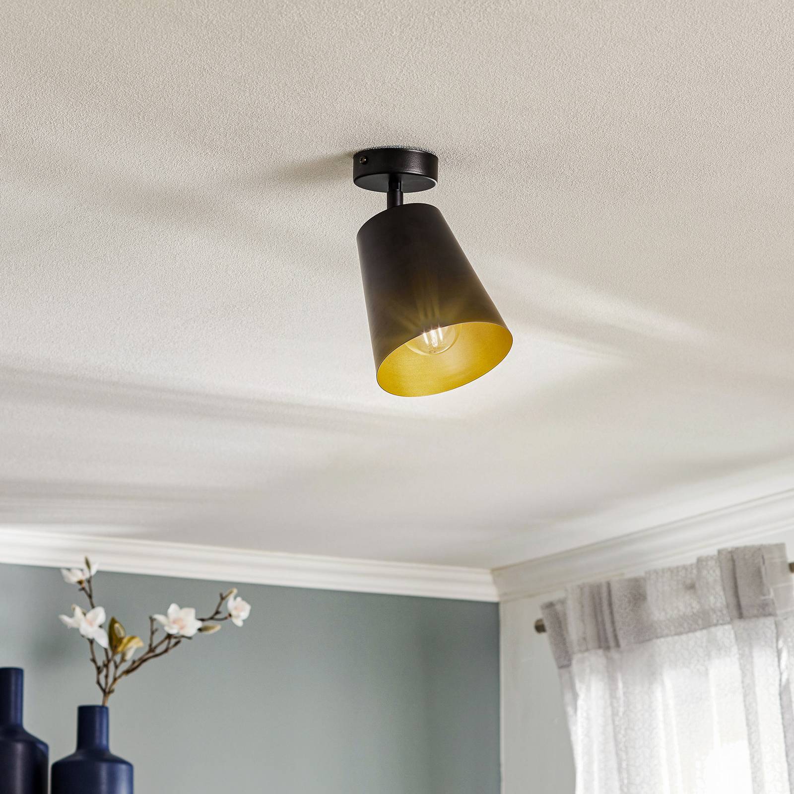 emibig lighting spot pour plafond prism, à 1 lampe, noir/doré
