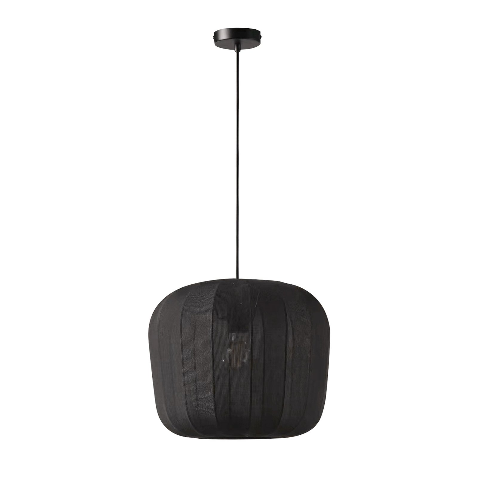 Lindby Helin pendant light, black, Ø 35 cm, fabric