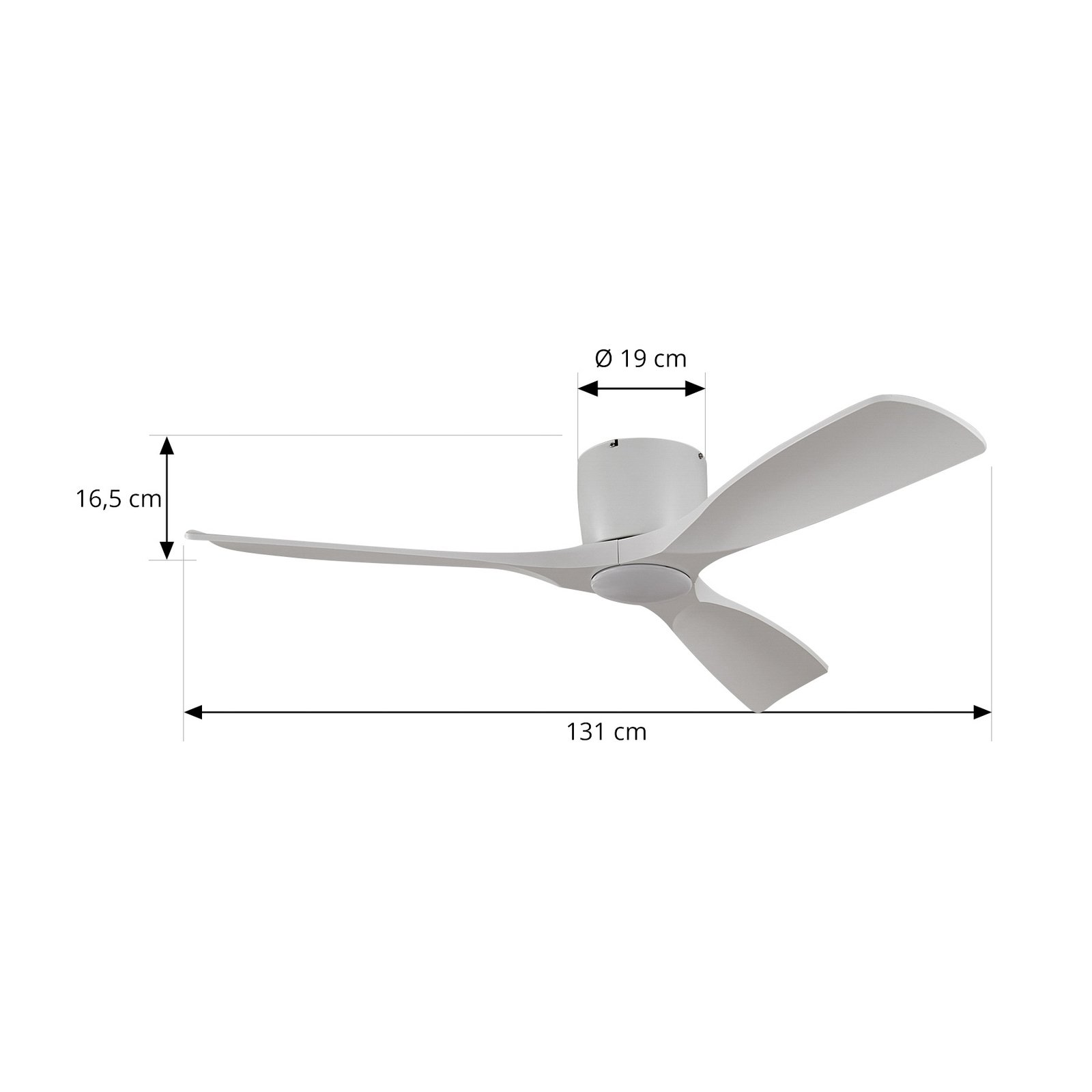 Plafondventilator Lucande Smart LED Moneno, wit, DC, Tuya