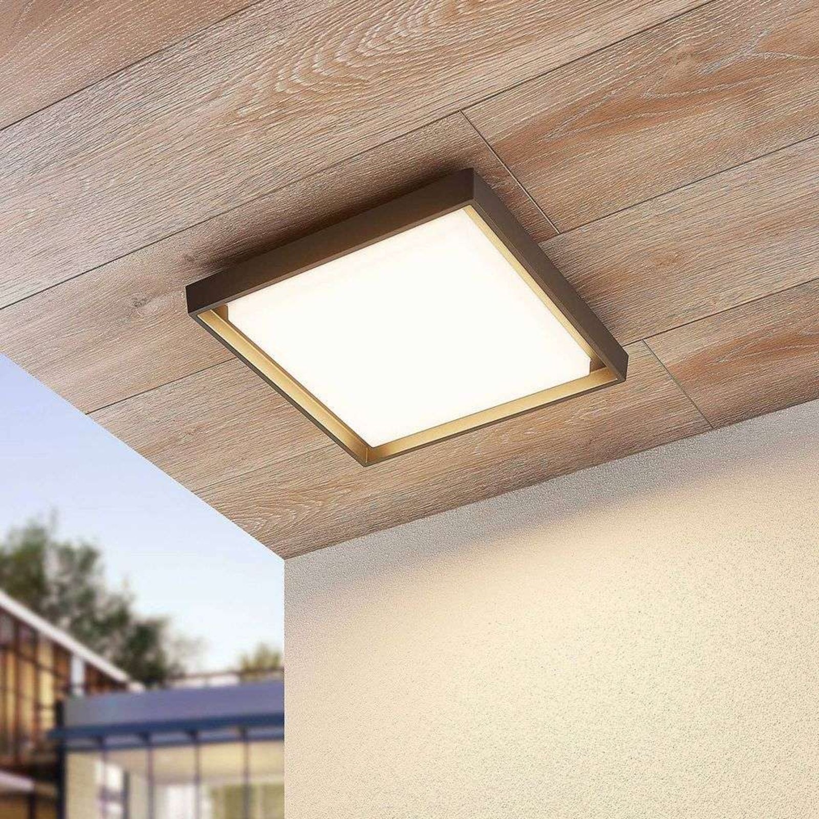 Birta LED Square Plafonieră de Exterior 34x34 Dark Grey - Lucande