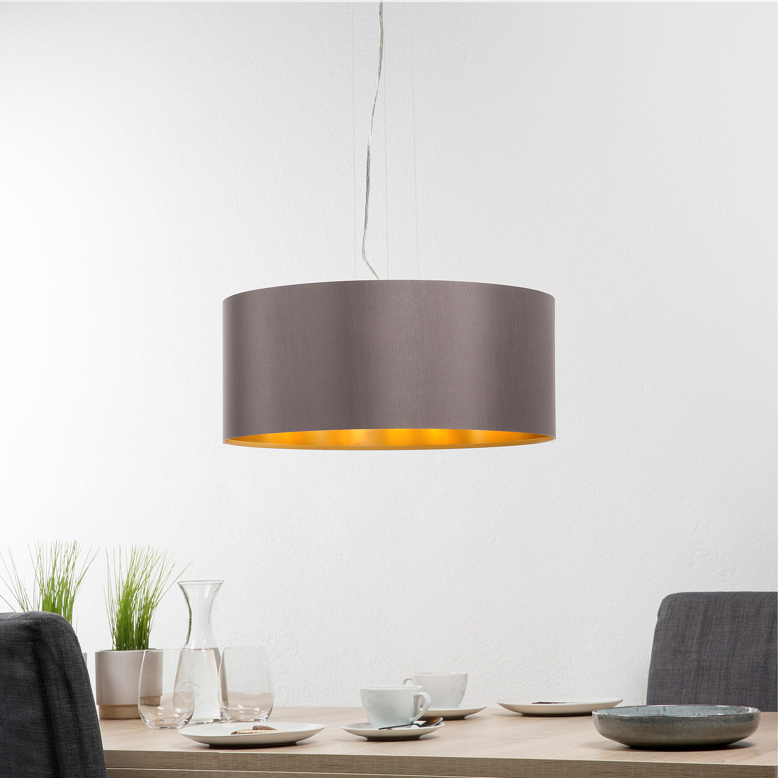 Tekstylna lampa wisząca Maserlo, cappuccino, 53 cm