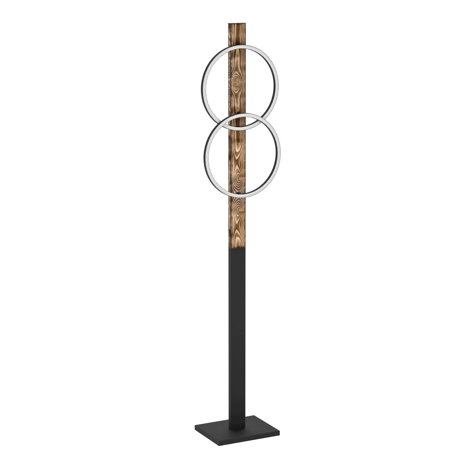 900892 led Stehleuchte boyal Stahl Holz schwarz braun rustikal 2X9W 3000K L30cm H150cm mit Fußtrittschalter - Eglo