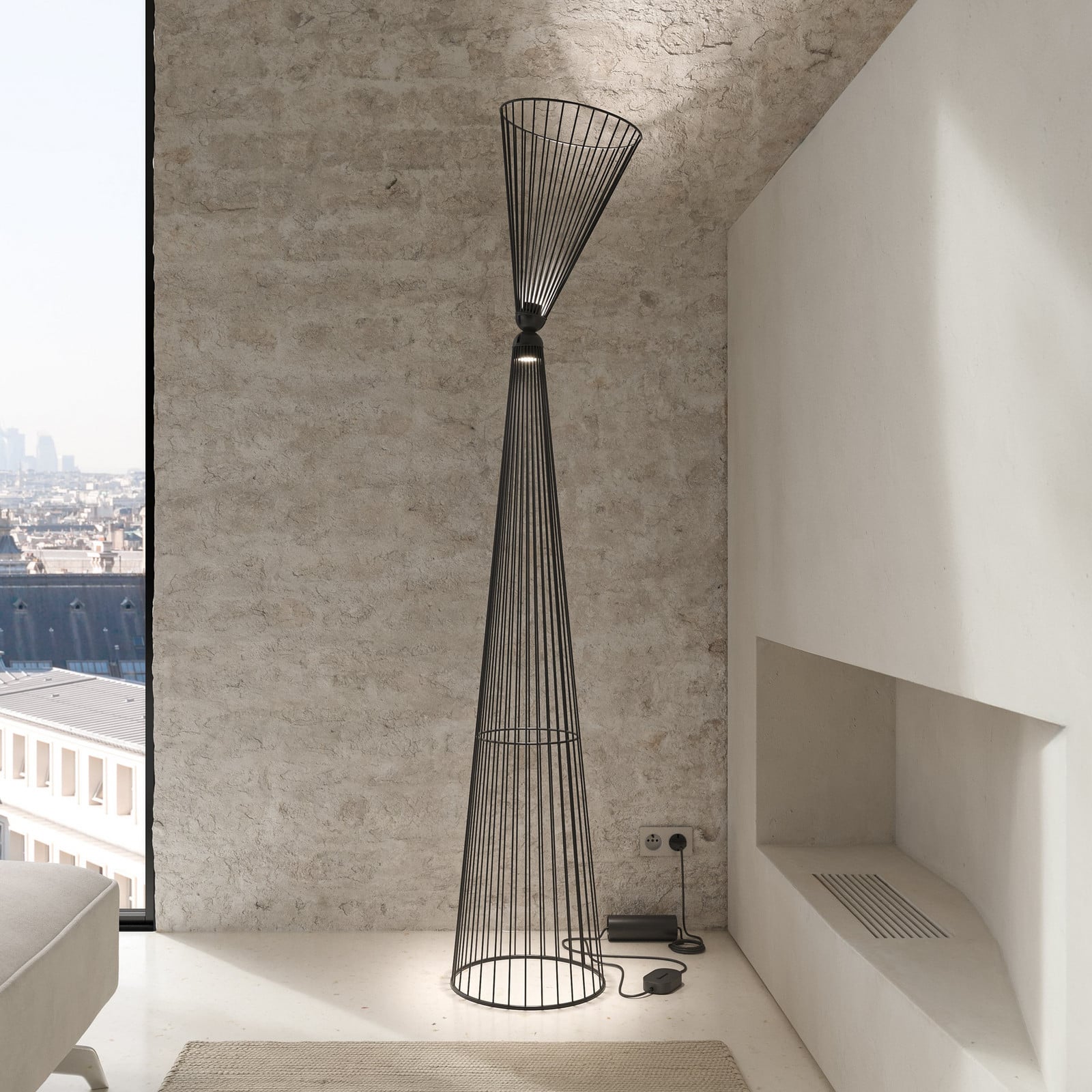 Karman Lampadar LED Ikonika negru înălțime 180 cm metal - Camera de zi / sufragerie - Design - negru mat - Aluminiu