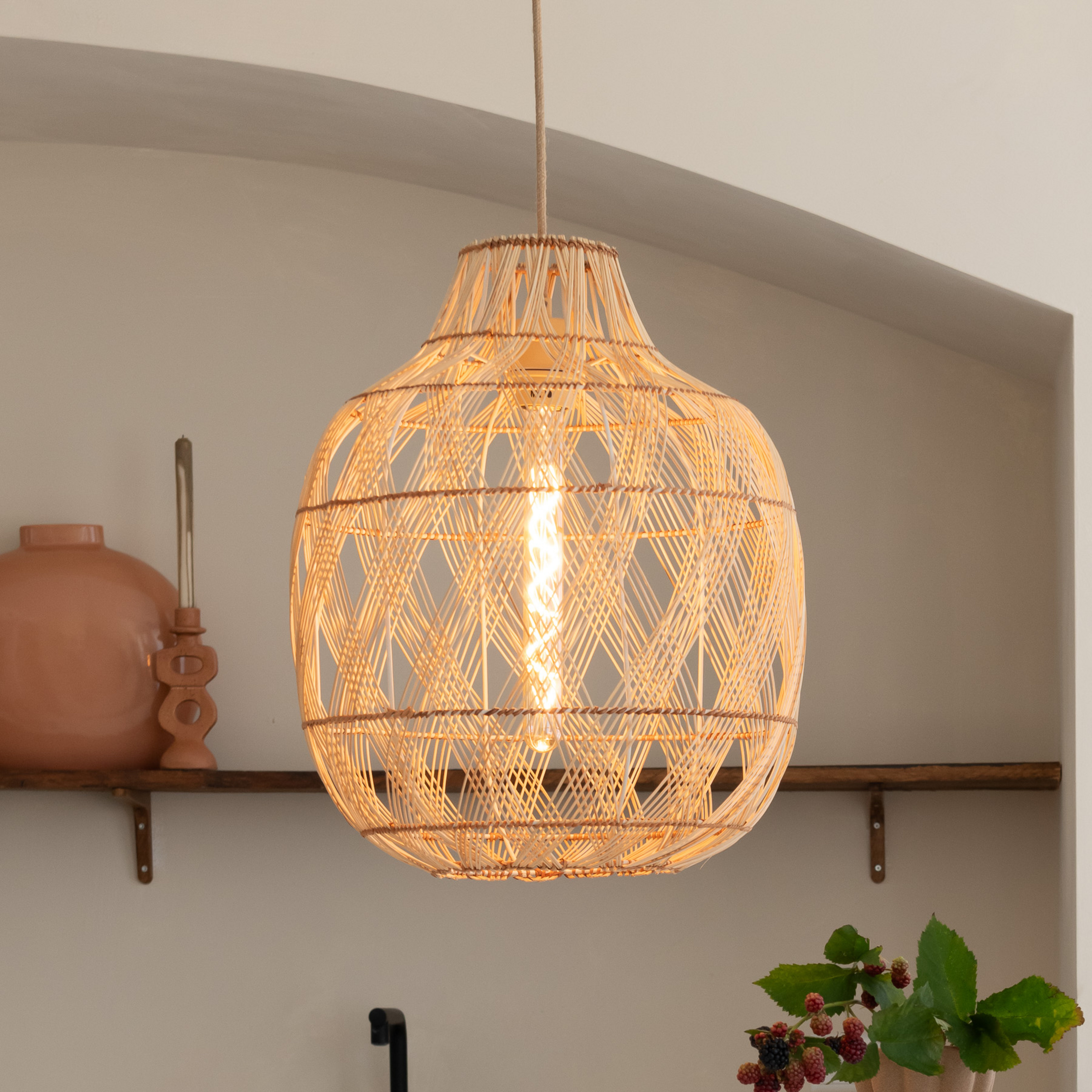 GOOD & MOJO Висяща лампа Mendoza, натурален, Ø 40 cm, бамбук E27