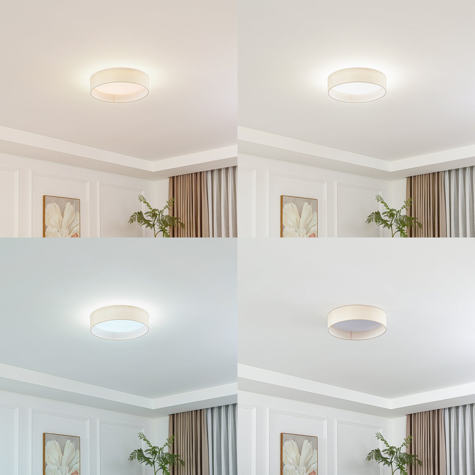 Lindby LED ceiling light Eilif, fabric, white, Ø 40 cm