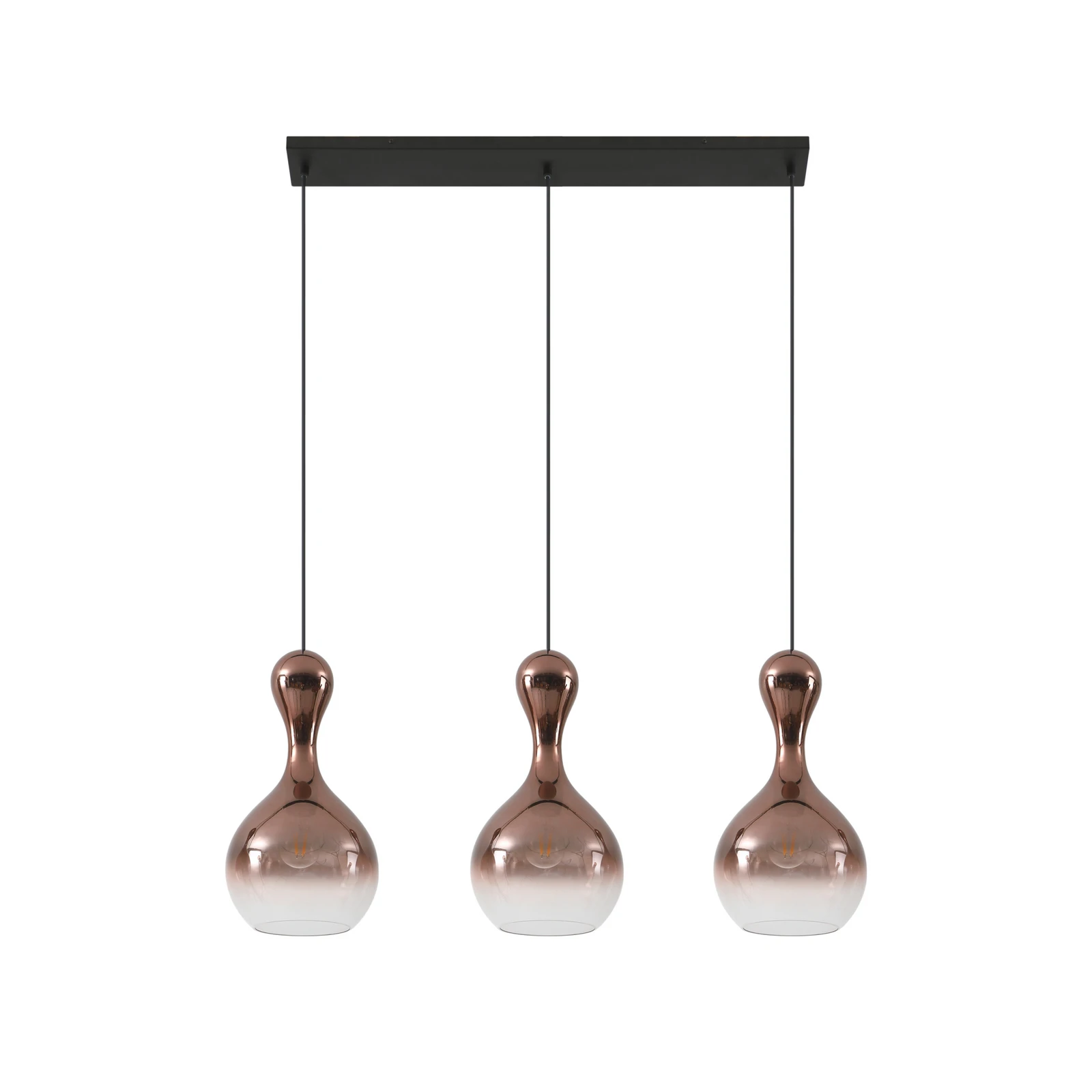 Lucande viseča svetilka Lyrisa, 3-svetlobna, bakrene barve, steklo, 22cm