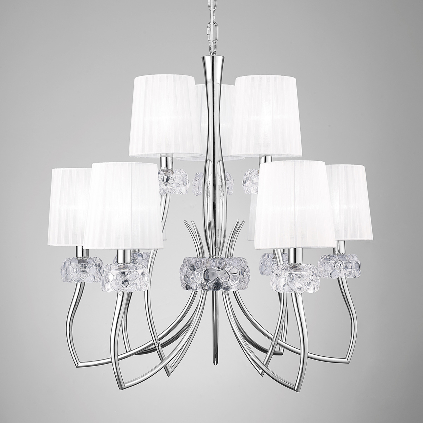 Elegant, 9-light fabric chandelier Lara