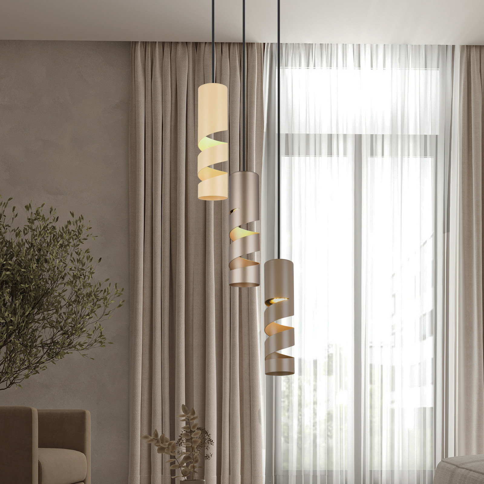 Trio Lighting Lampă suspendată Stream multicoloră Ø 28 cm 3 becuri metal GU10 - Camera de zi / sufragerie - modern - multicolor negru
