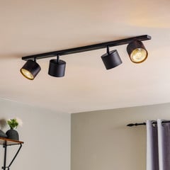 Faretto da soffitto Bot, nero, 4 luci