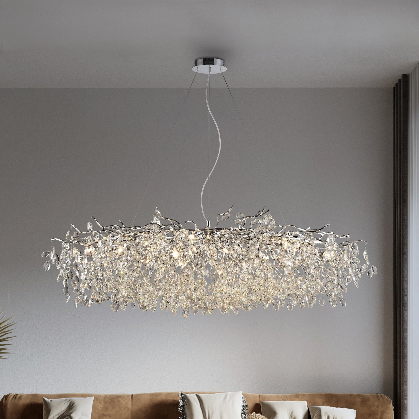 Paul Neuhaus candelabru Ricicle cromat lungime 150 cm - Camera de zi / sufragerie - crom transparent - Aluminiu
