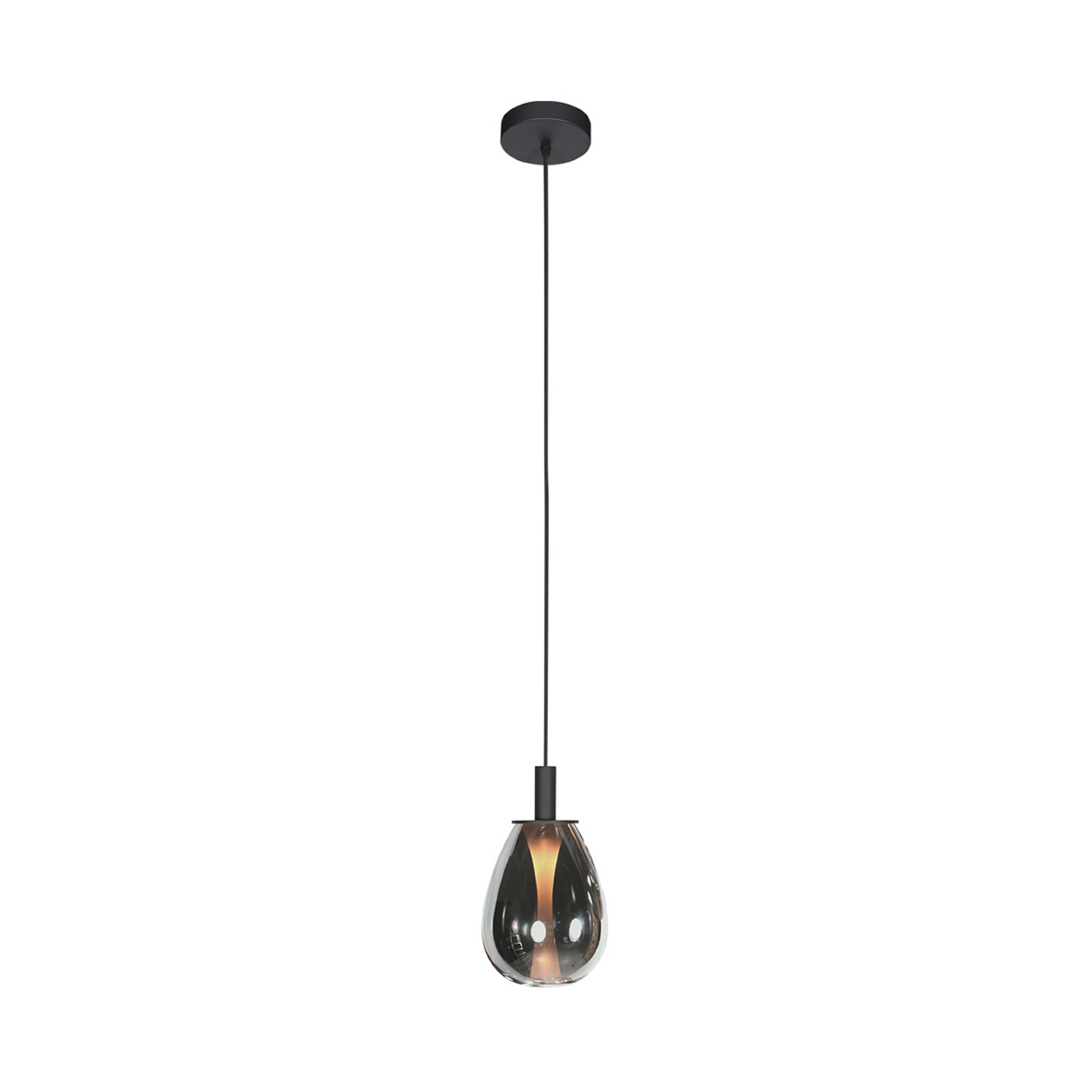 Lampada LED a sospensione Glimsy, Ø 14 cm, nero/grigio fumo, vetro