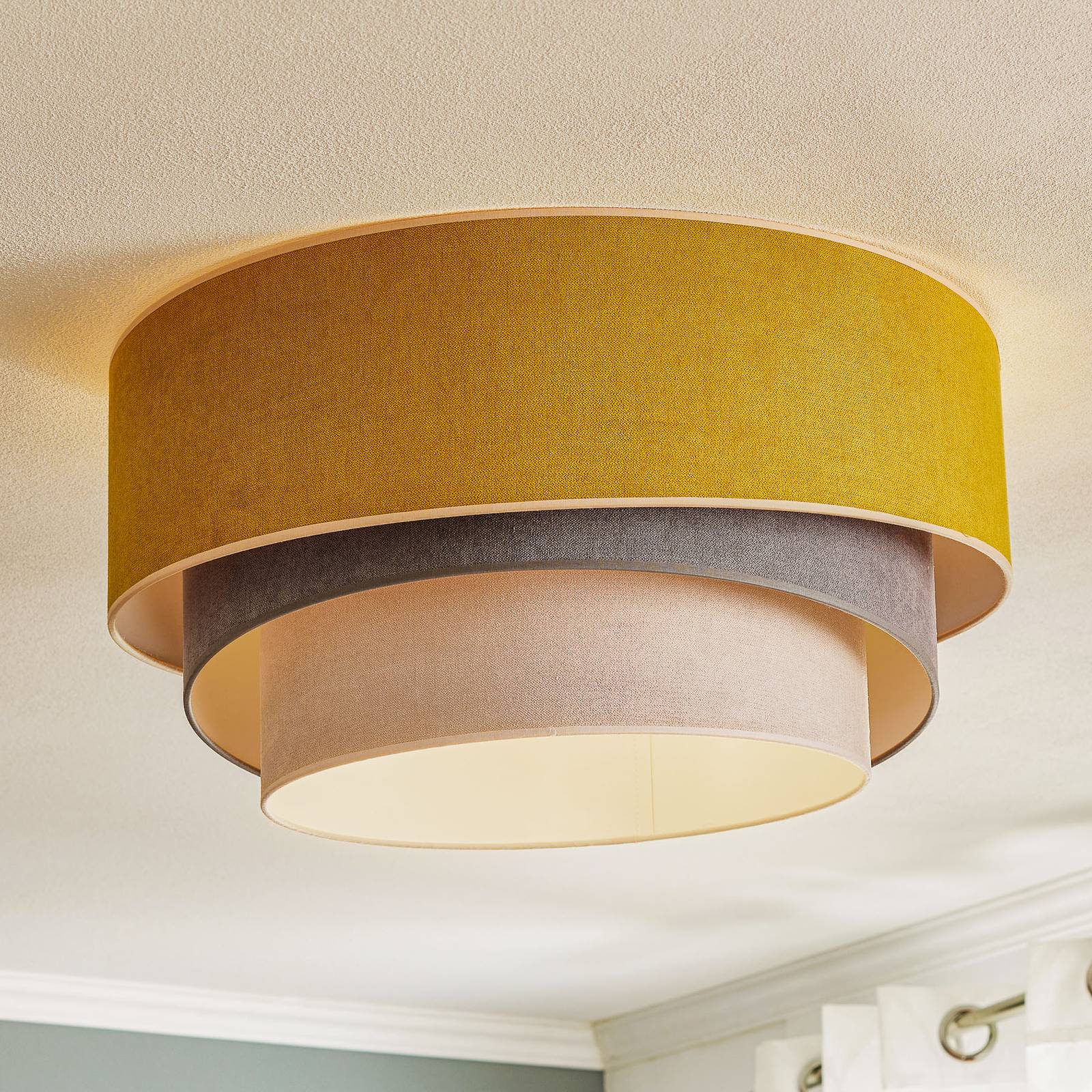 Lampa sufitowa Pastel Trio Ø 60cm musztardowy/szary/jasnoszary