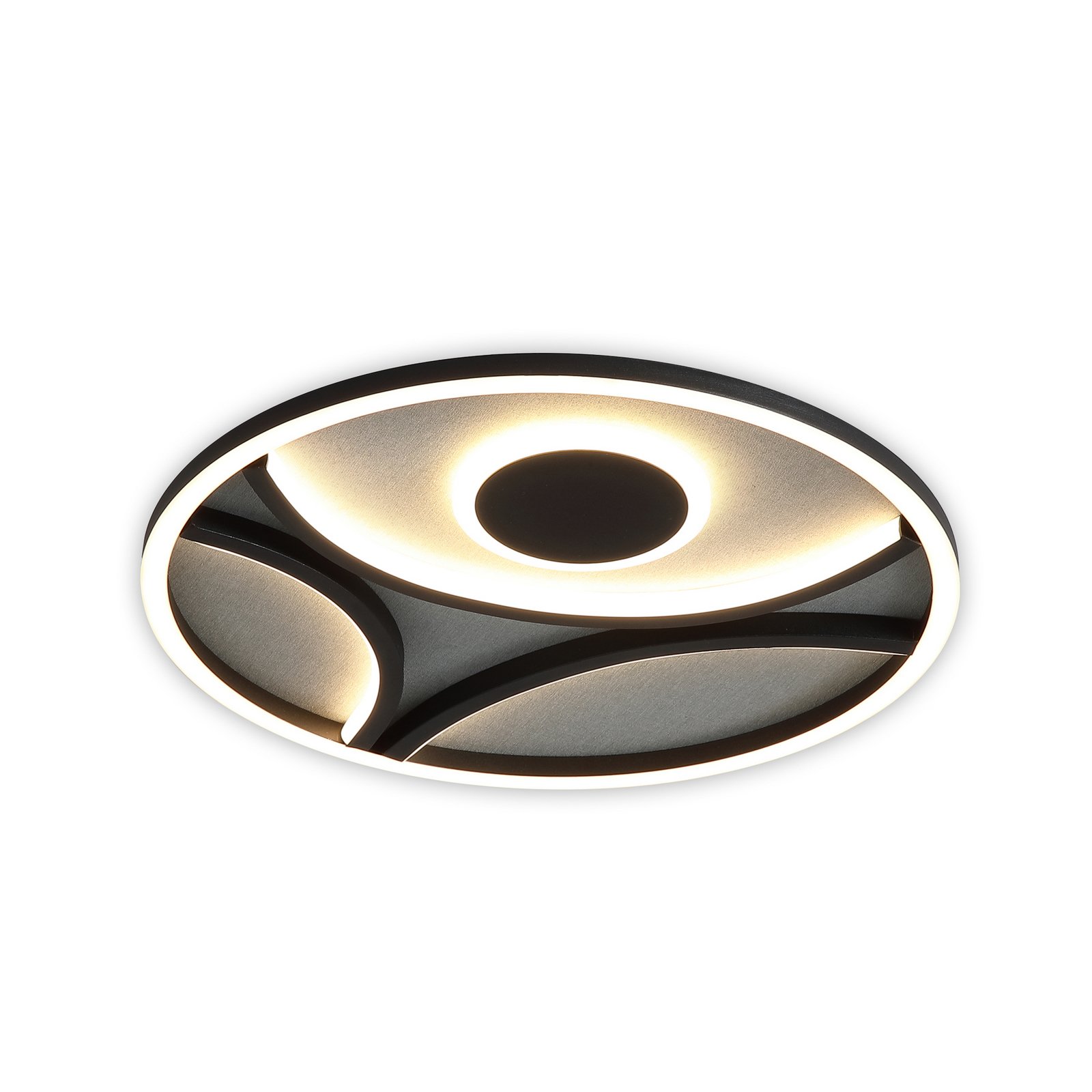 LED plafondlamp Zendisc, motief halve cirkel, Ø 39 cm, zwart