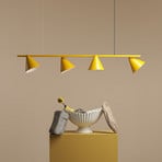 Suspension, forme 4, jaune, métal, à 4 lampes, cône, E27