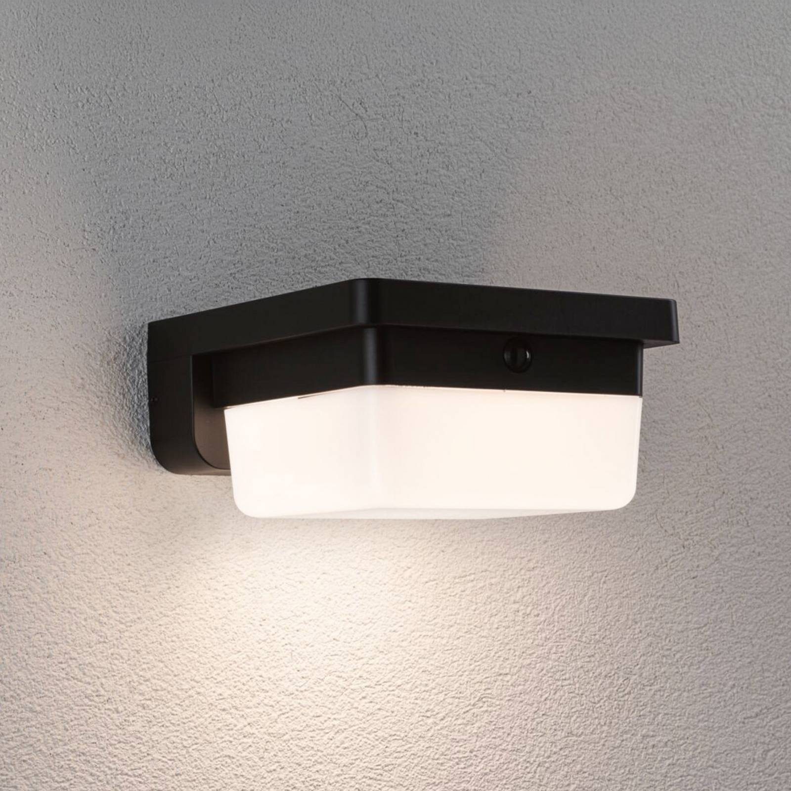 Hybrid LED-wandarmatuur voor buiten Isleen House 230V + Solar IP44 hoekig 163x163 mm 3000K 2,3W 230lm 230V Zwart