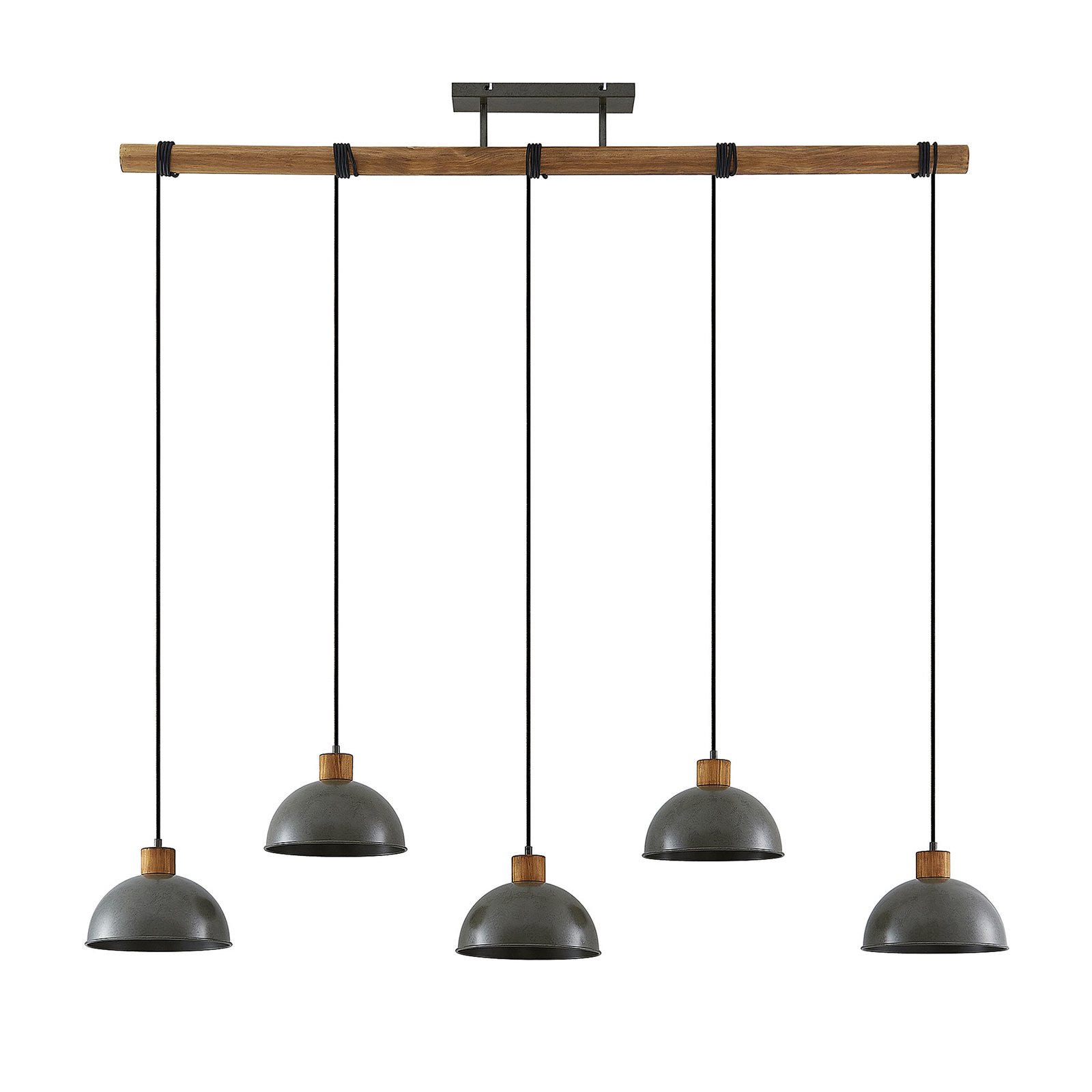 Durbis 5 Pendel Dark Grey/Wood - Lindby