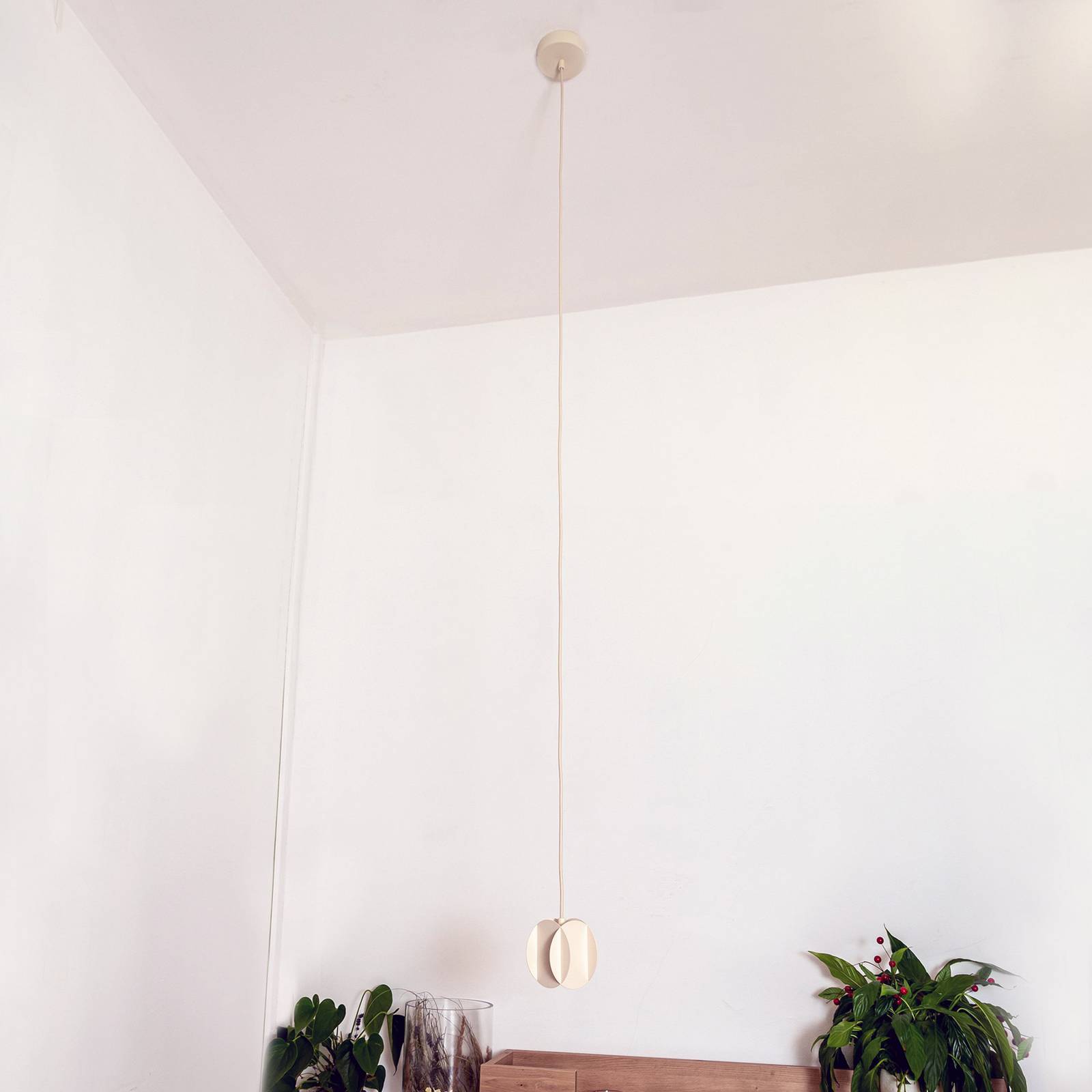 Lampa wisząca GAMBIT, kremowy biały, Ø 10 cm, metal, GU10