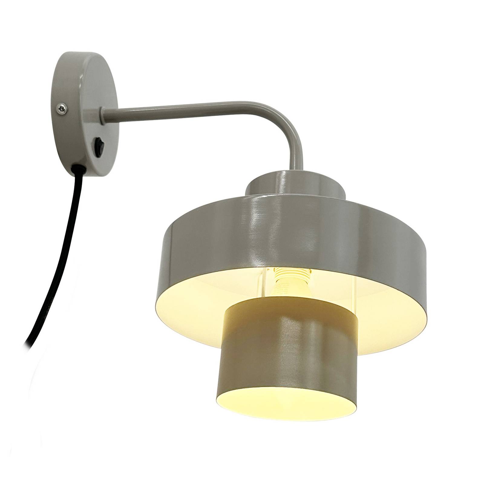 Dyberg Larsen lampa ścienna Stoke, szary, Ø 20 cm, metal