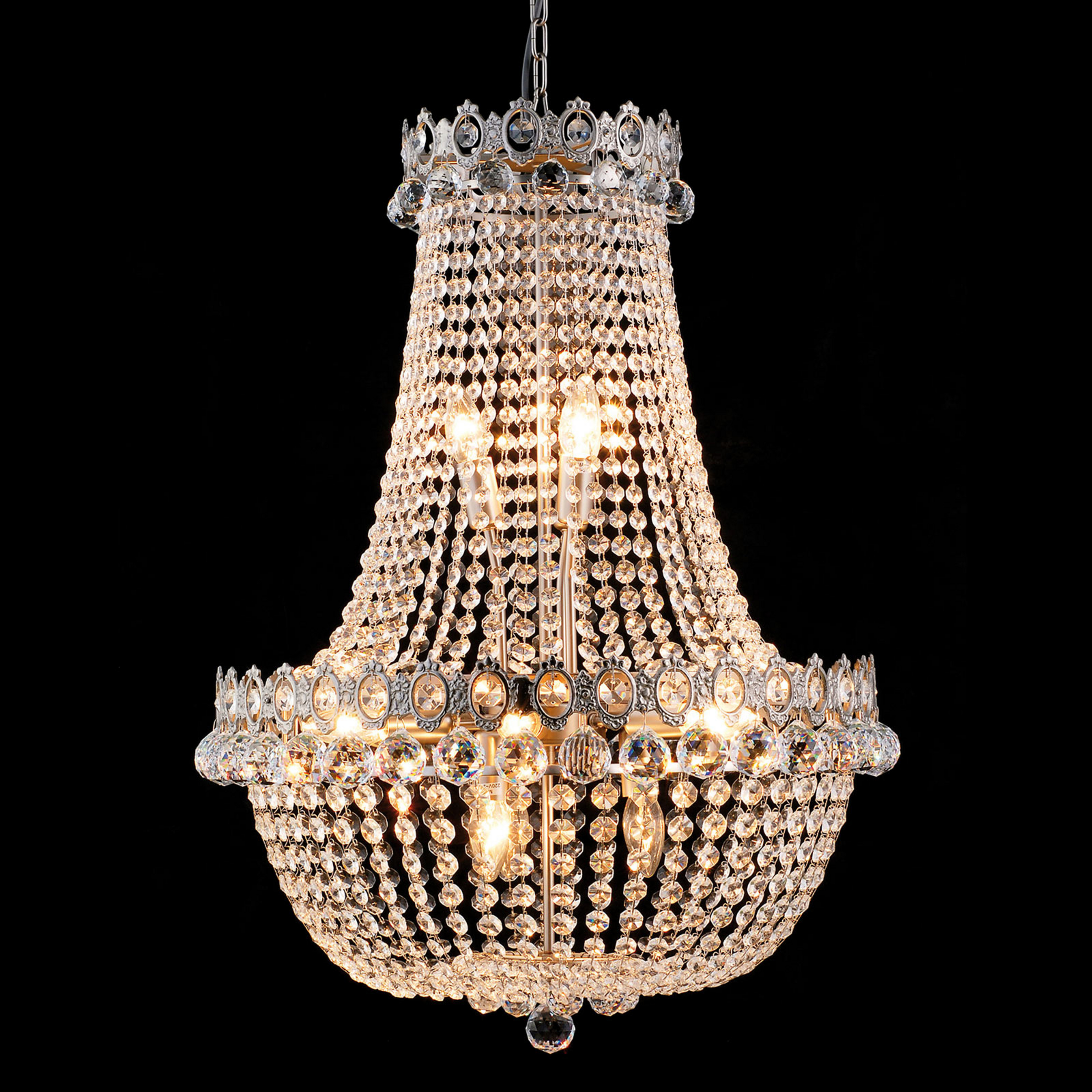 Lustre CR55 à 12 lampes, avec pendentif en verre
