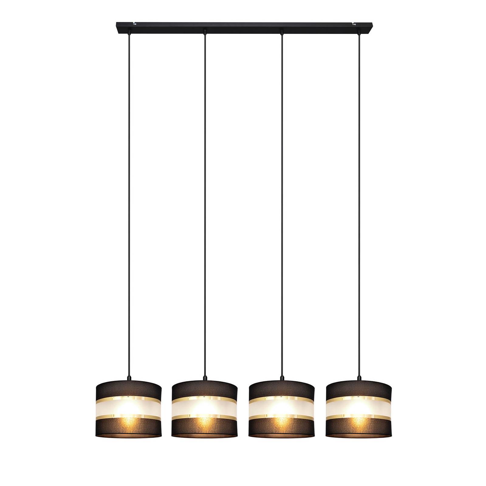 Euluna Suspension linéaire Helen noire-dorée 4 lampes