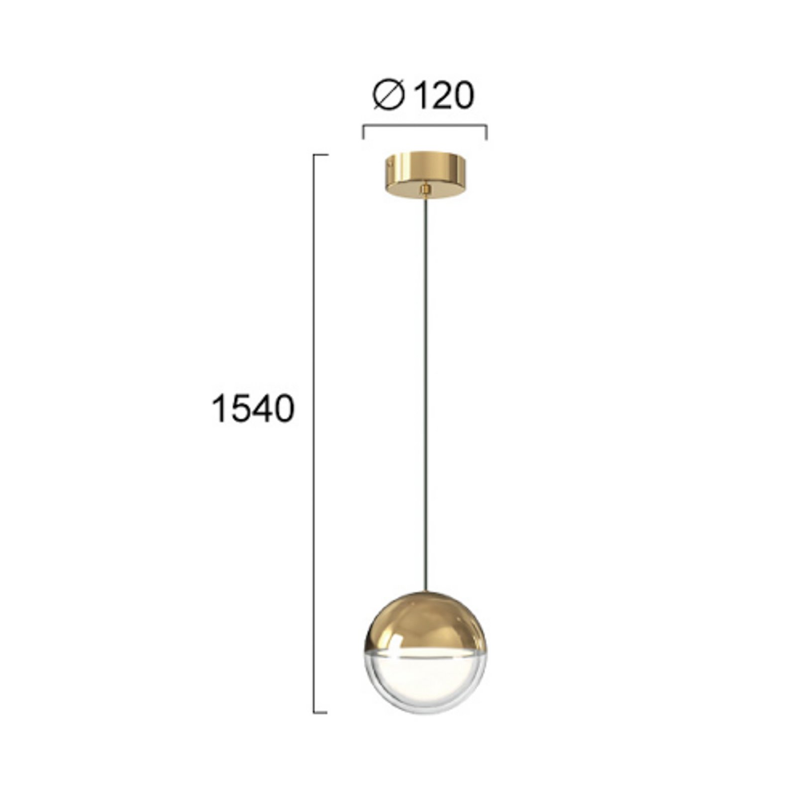 LED-Pendellampe Zirea, goldfarben, Ø 12 cm, Metall