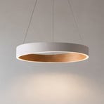 Żyrandol LED Lucande Daelor, biała/drewno, CCT, ściemniany