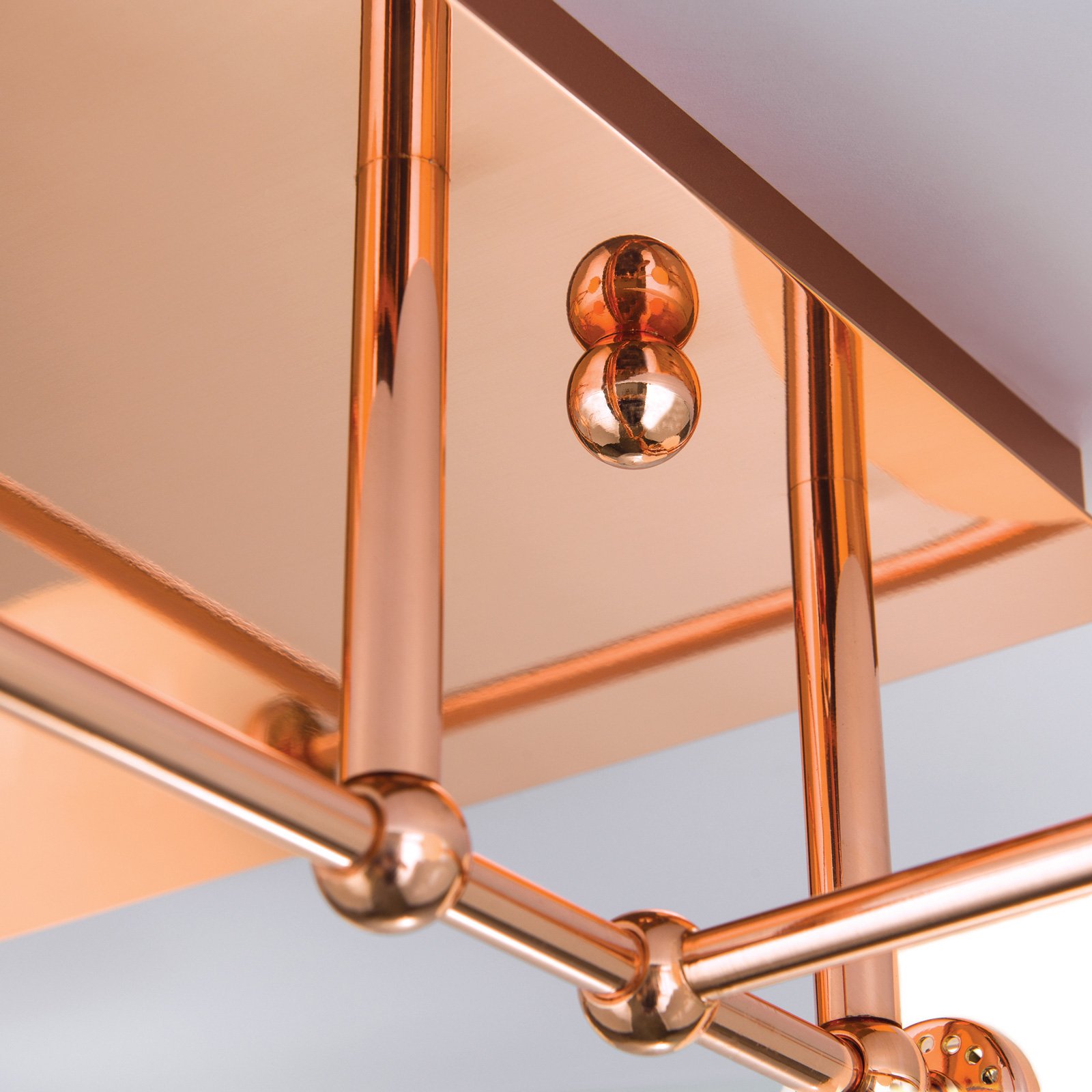 Pipes LED ceiling light in copper with glass balls