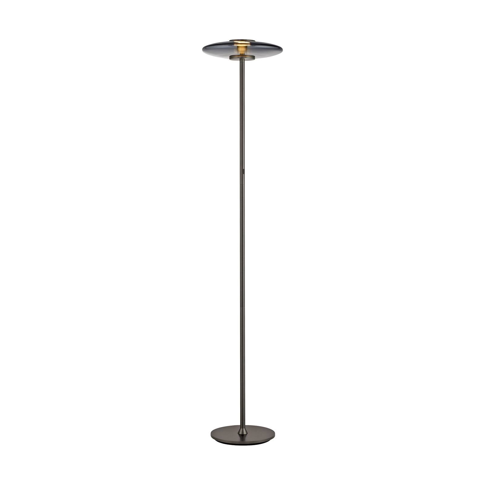 PURE LED-Stehleuchte Vitrum grau Aluminium Glas Touchdimmer