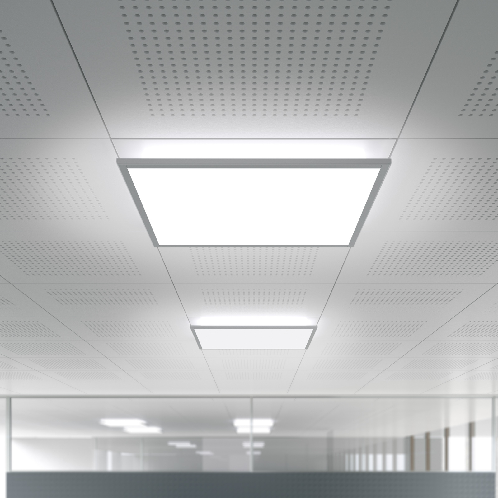WALDMANN DOTOO.fit LED downlight 62.2 cm 840 switchable, for Workroom / Office, aluminium, plastic, 34 W, energy efficiency: A+, L: 62.2 cm, W: 62.2 cm, H: 0.9 cm