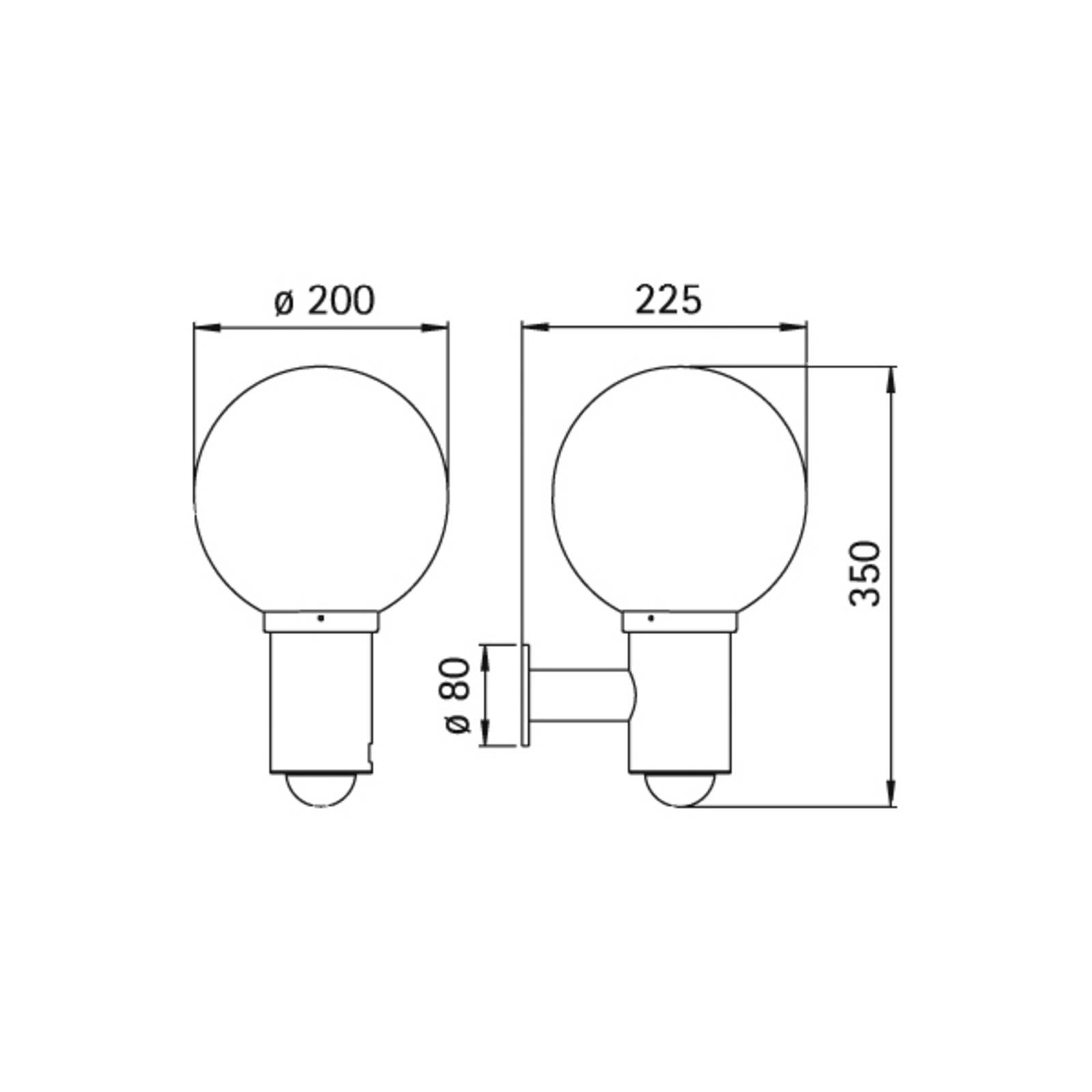 Kulista zewnętrzna lampa ścienna 157 z czujnikiem