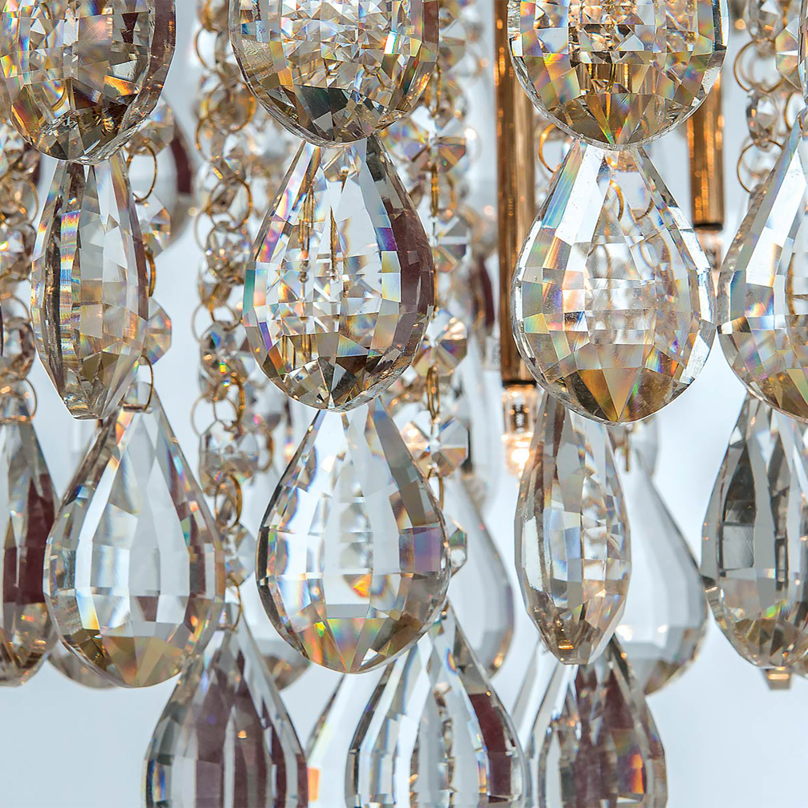 Celeste loftslampe med K9-krystaller, Ø75cm, guld