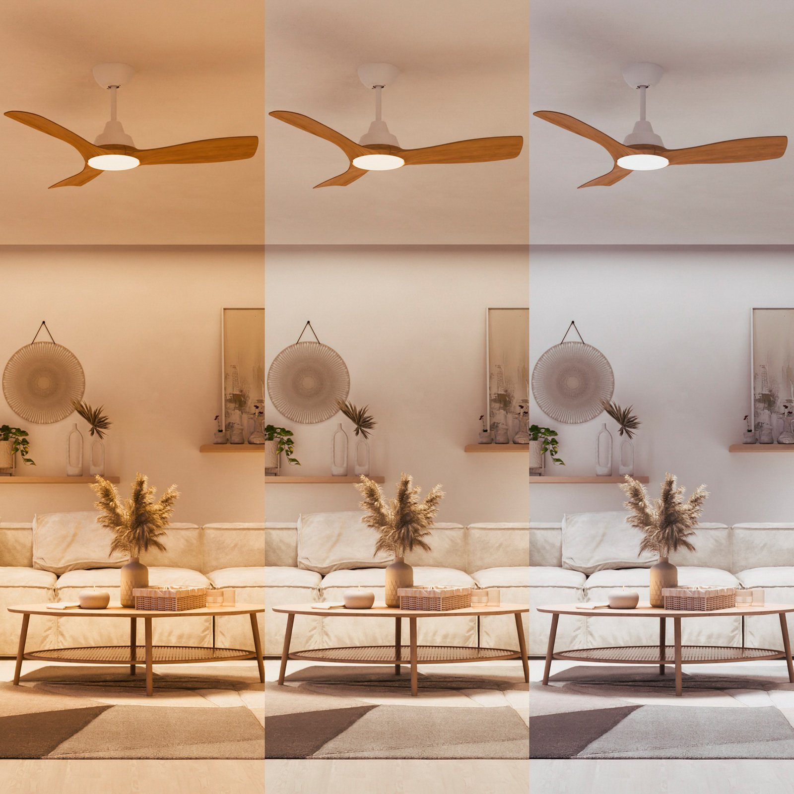 Philips LED-vifte Olas, Ø 106 cm, brun/hvit, stillegående
