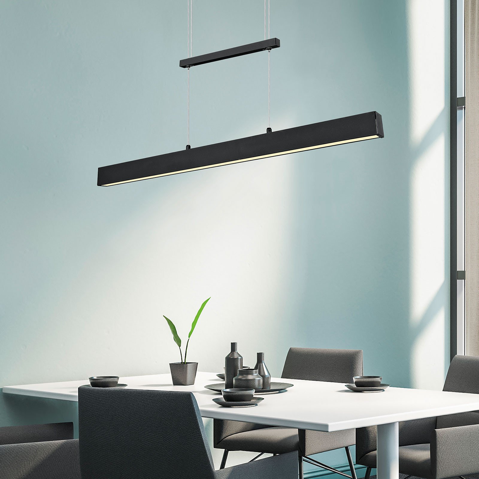 Reality Leuchten Lampă suspendată LED Paros cu Switchdimmer negru - Camera de zi / sufragerie - modern - negru mat - Metal