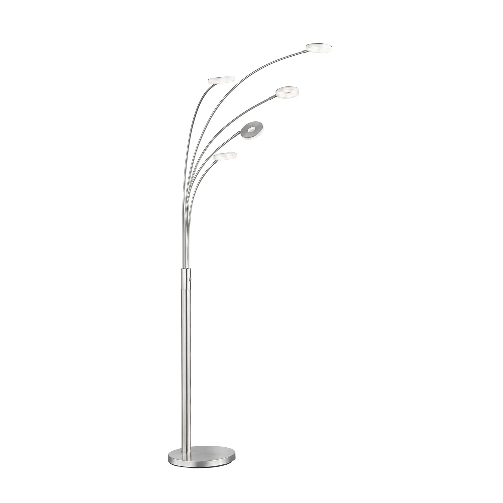 Lampada LED da pavimento Dent, nichel/cromo, 225 cm, metallo, CCT a 5 luci.