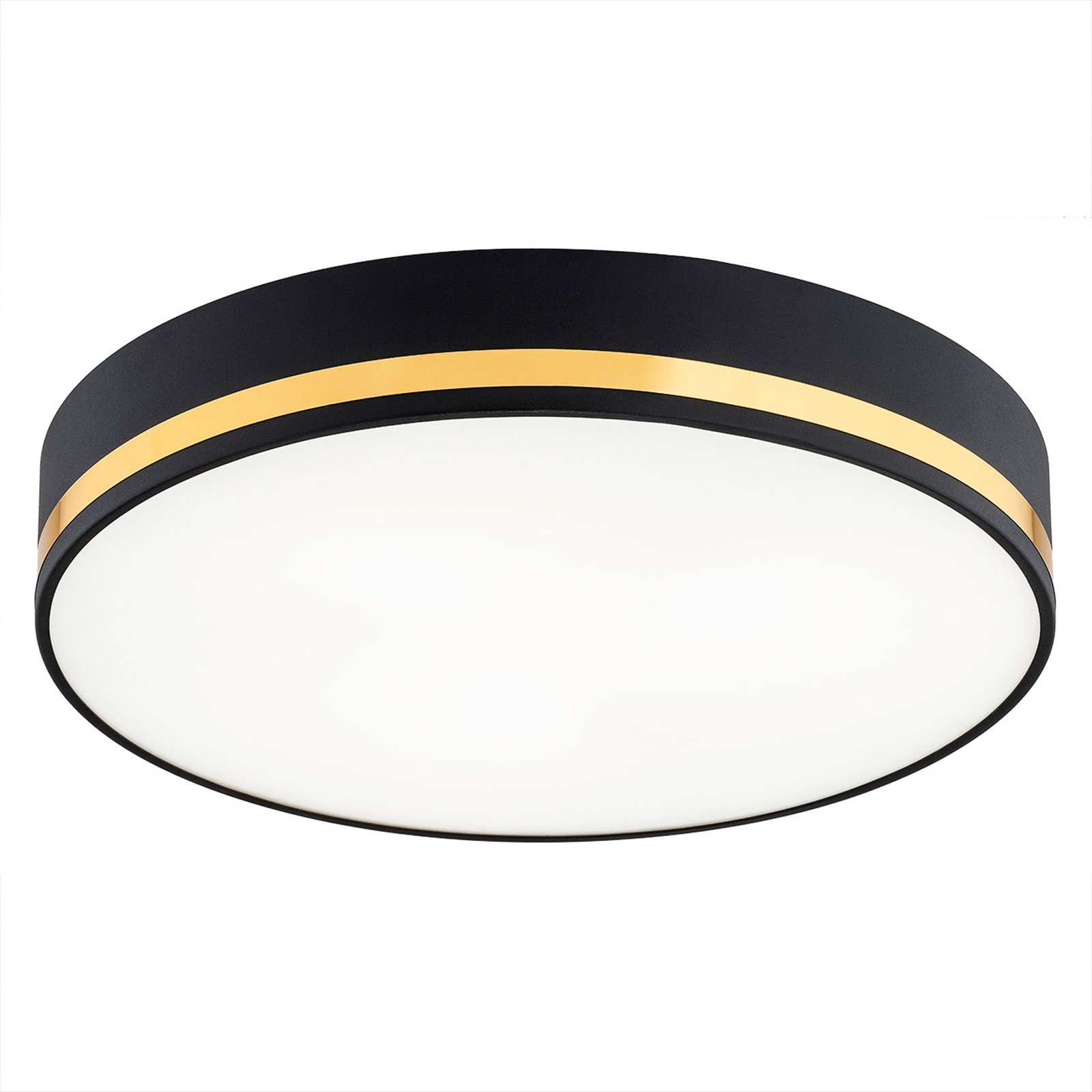 Amore ceiling light, gold stripes, black, Ø 35cm