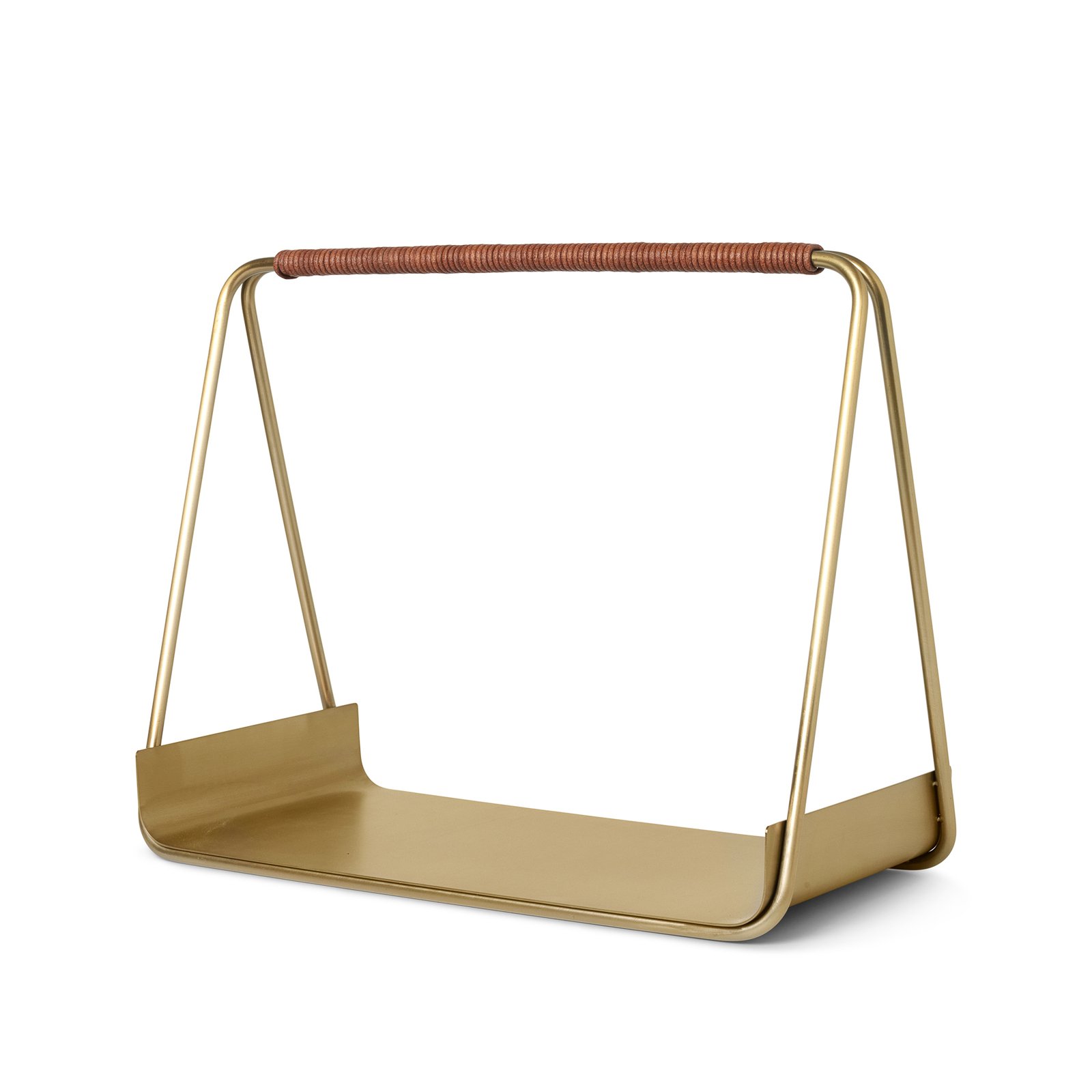 ferm LIVING wood basket Port, brass, stainless steel, width 50 cm