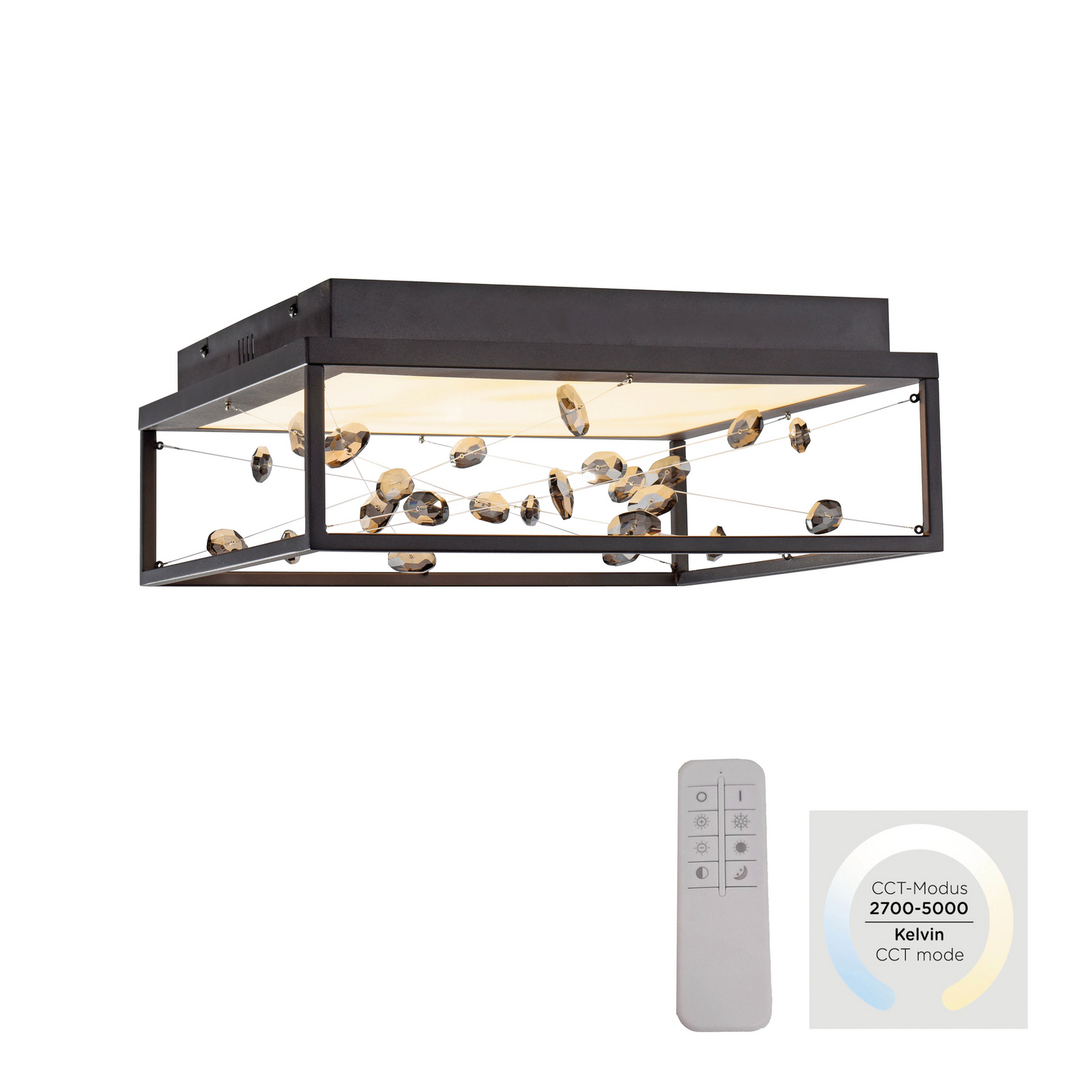 LED lubų šviestuvas „SKINA“, juodos spalvos, 40 cm, CCT, su nuotolinio valdymo LED lubų šviestuvas „SKINA“, juodos spalvos, 40 cm, CCT, su nuotolinio valdymo