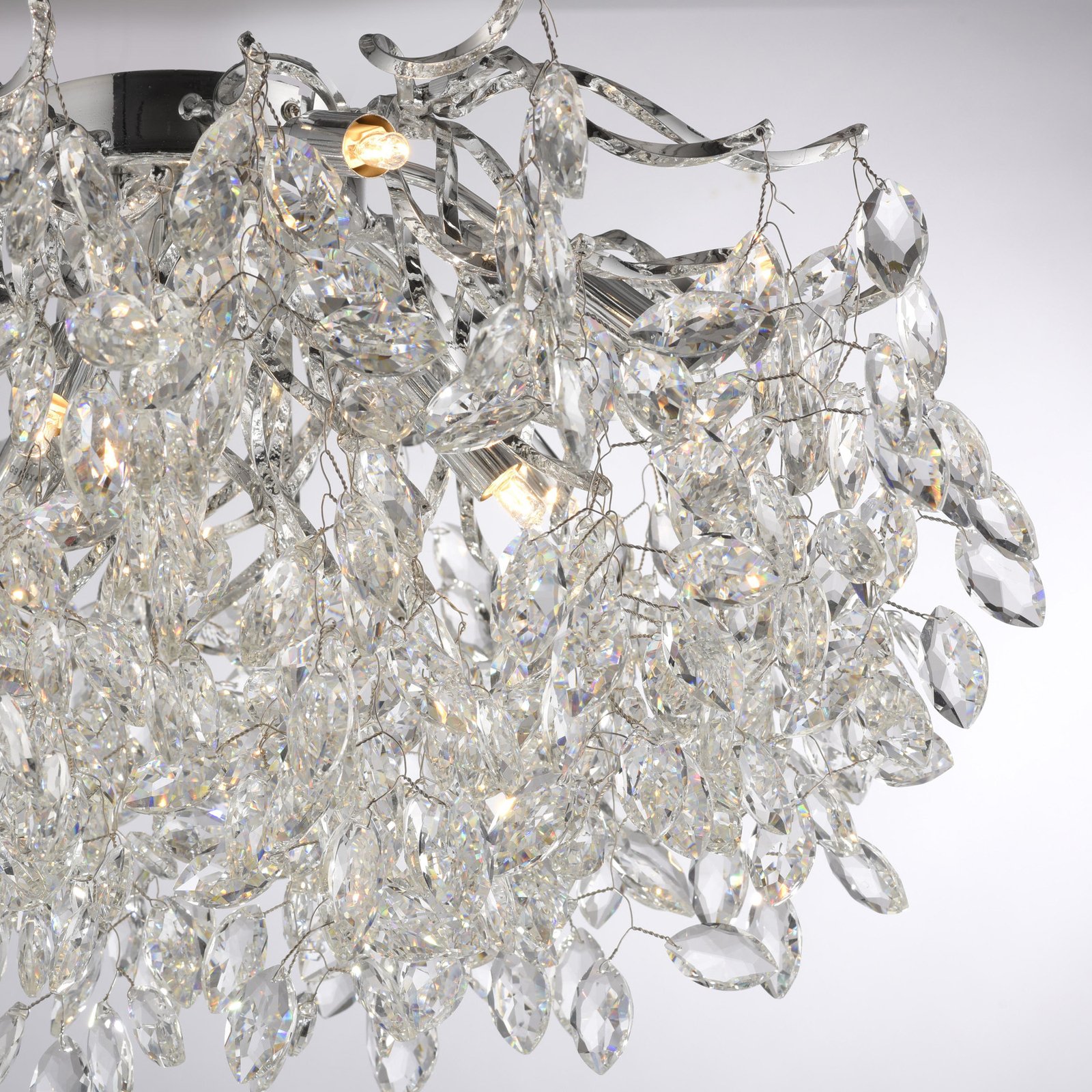 Paul Neuhaus stropno svjetlo Ricicle, kristalne zavjese, Ø 60 cm