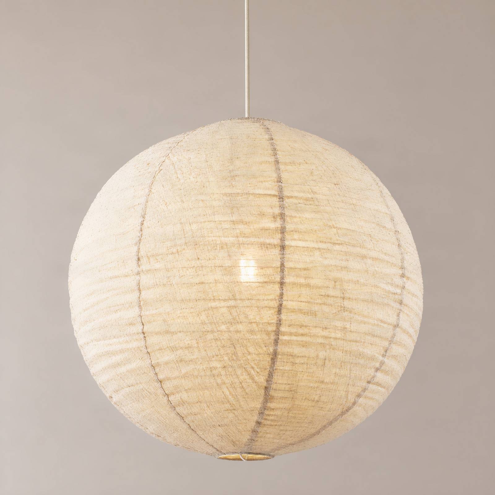Żyrandol Lindby „Autumn”, beżowa, Ø 60 cm, len, kula