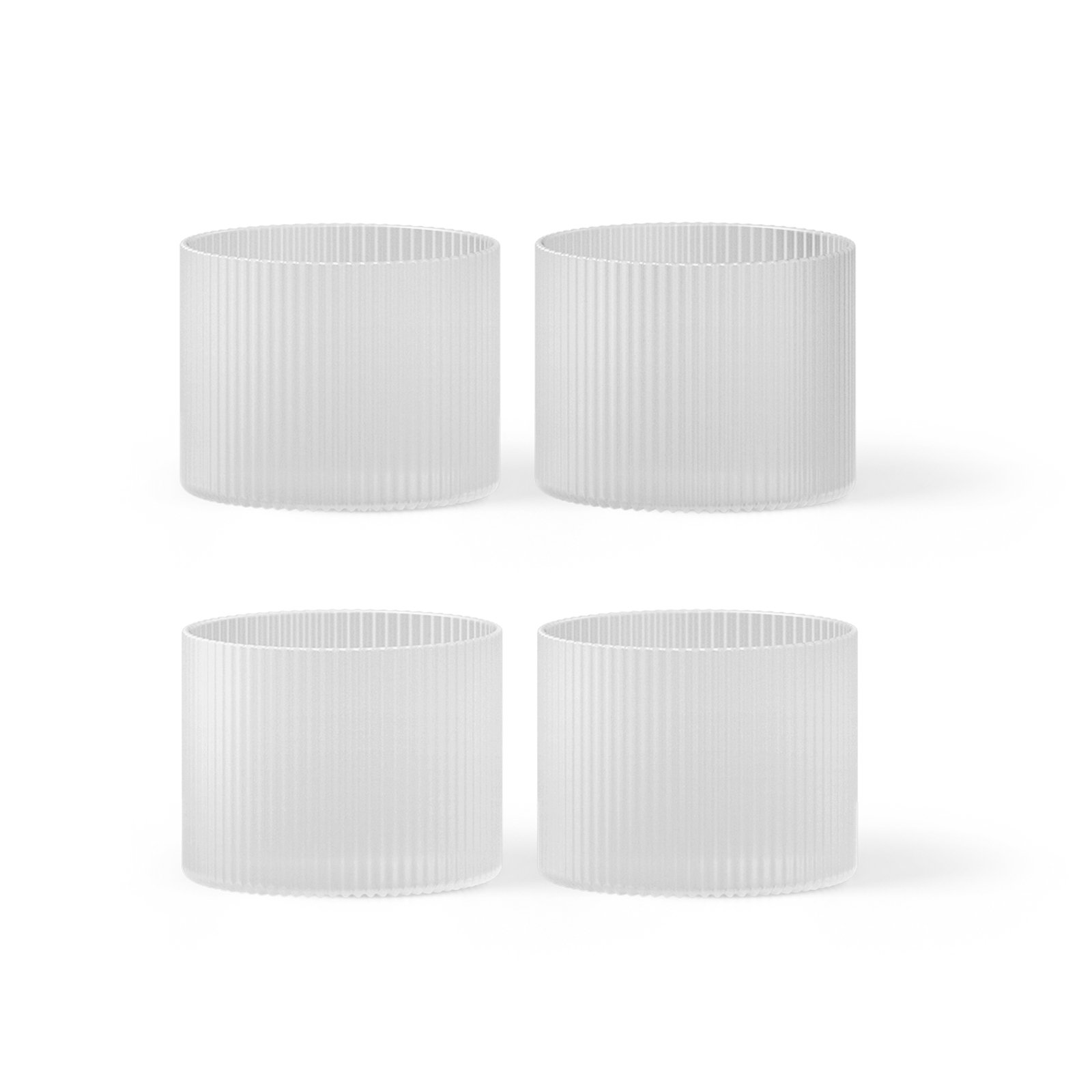 ferm LIVING Vetro Ripple Low, bianco, 200 ml, vetro, set di 4