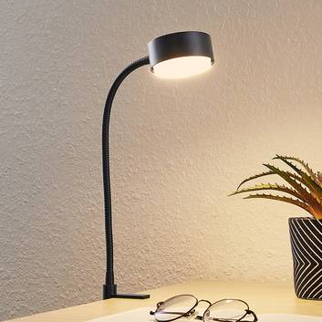 Lindby Kaylou LED-Klemmleuchte, Flexarm, schwarz