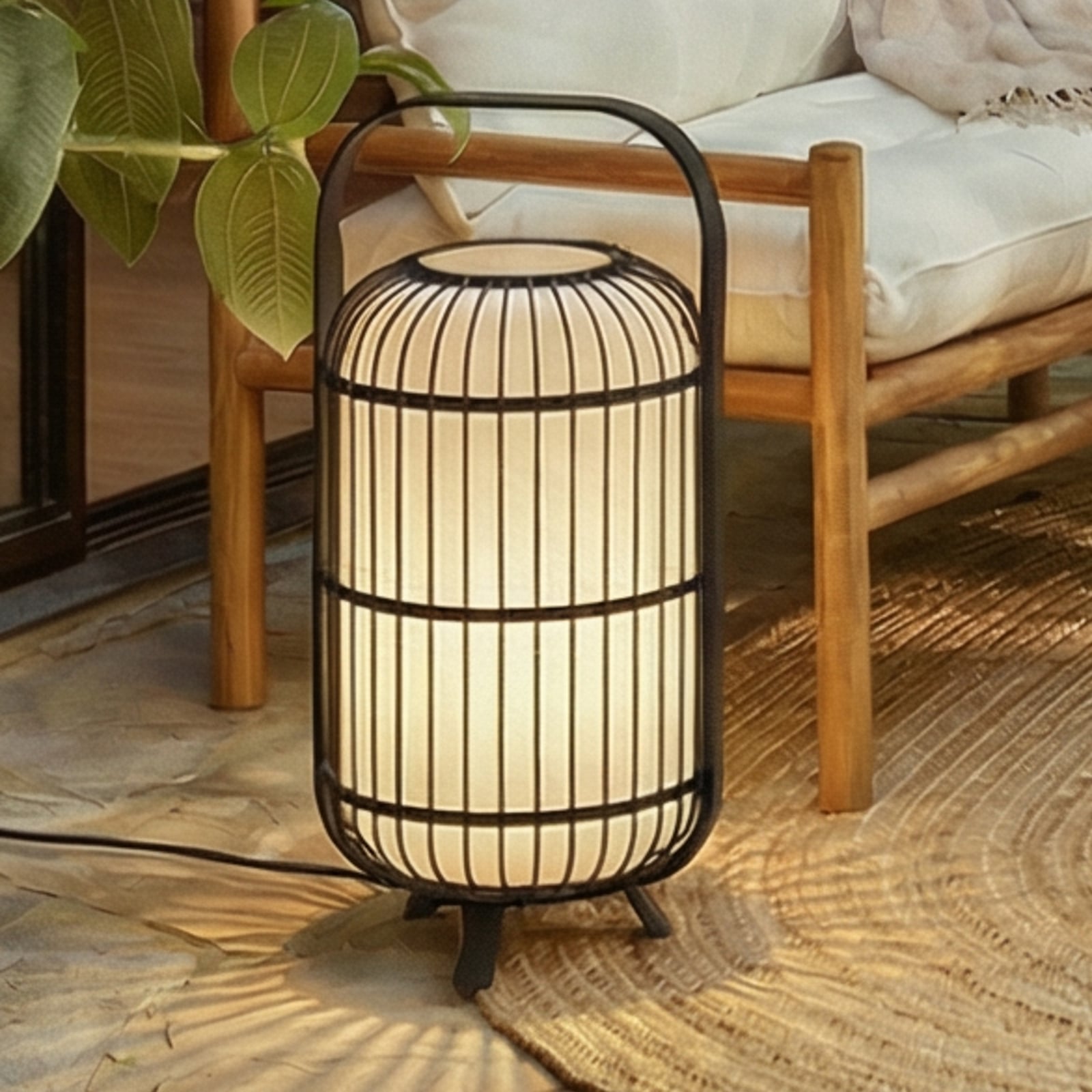 Lucande Lampada per terrazza Tayori, nera, 64 cm, IP44