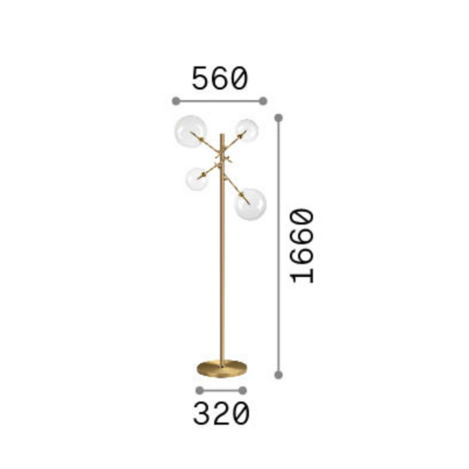 Candeeiro de pé IDEAL LUX Equinoxe, cromado/cinza fumado, altura 166 cm Candeeiro de pé IDEAL LUX Equinoxe, cromado/cinza fumado, altura 166 cm