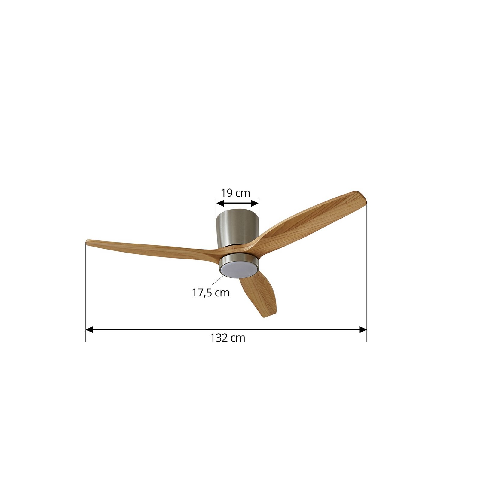 Lucande LED ceiling fan Faipari, nickel, DC,quiet,132cm