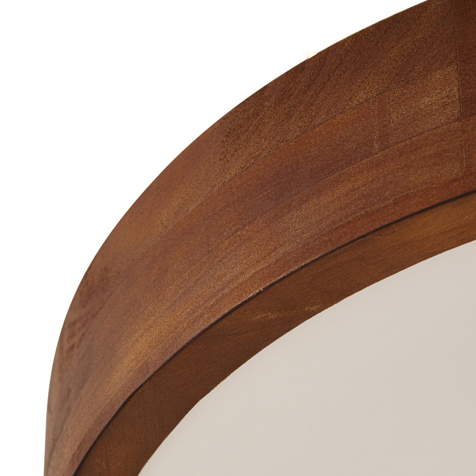 Lindby Tanju ceiling light, Ø 50 cm, walnut wood, 4-bulb, E27