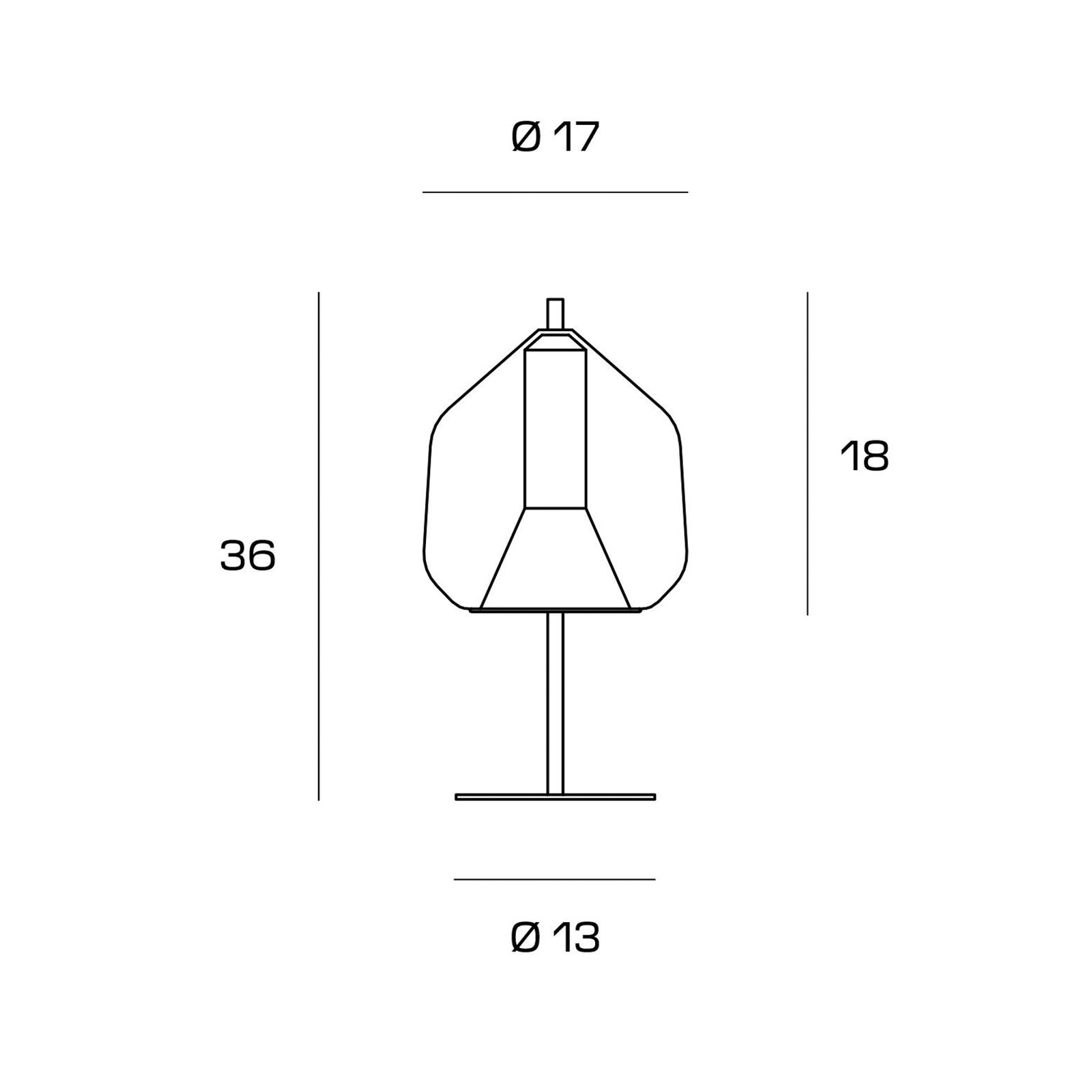 Bordlampe X-Ray, kobber/guldfarvet, højde 32,5 cm glas