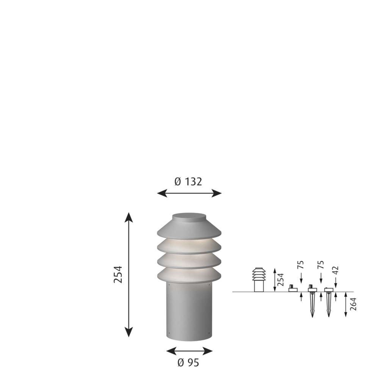 Bysted Garden Lampă de Grădină Short LED 2700K w/Anchor Alu - Louis Poulsen