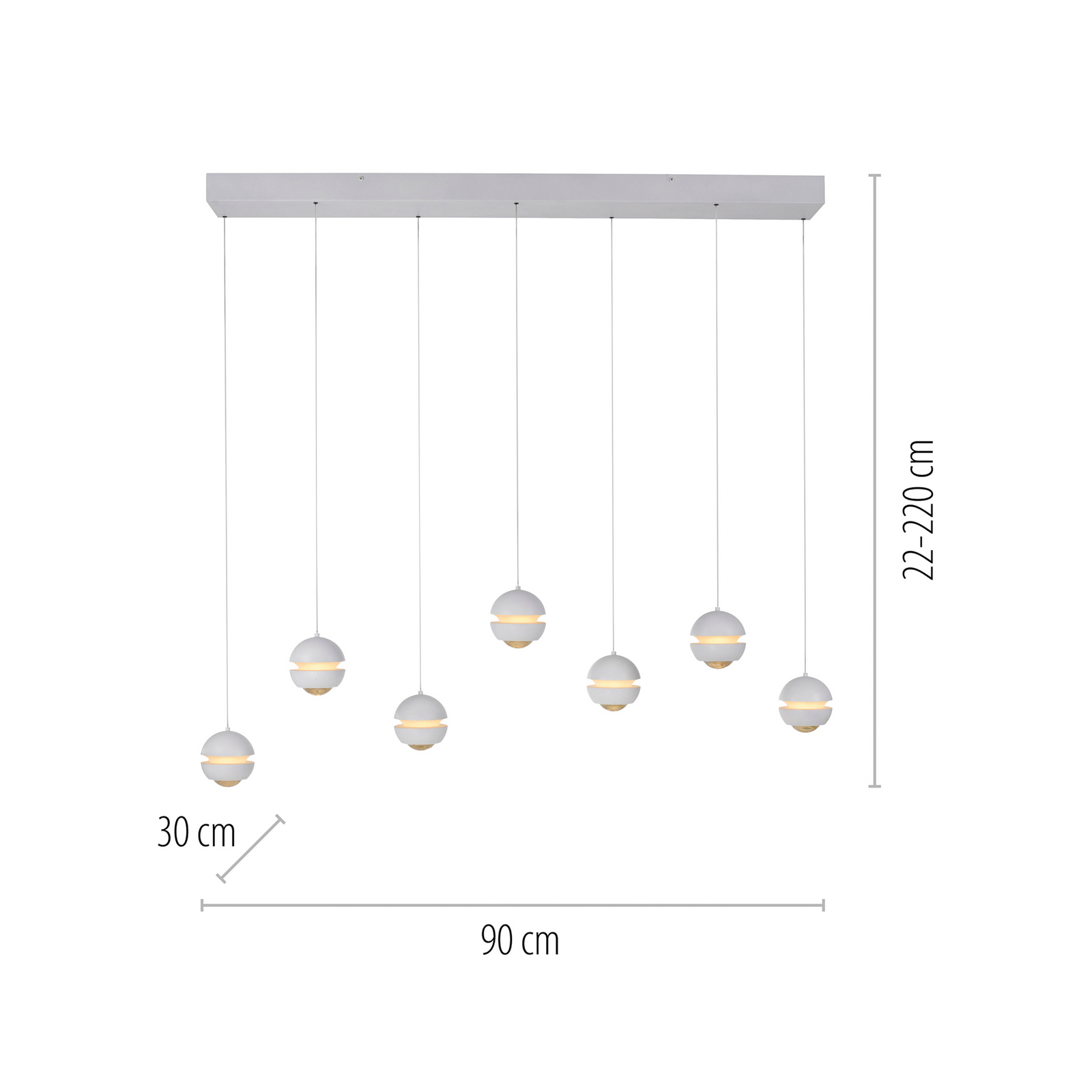 Schöner Wohnen LED pakabinama lempa Lini balta, 7-fl. ilgio, 3000 K Schöner Wohnen LED pakabinama lempa Lini balta, 7-fl. ilgio, 3000 K