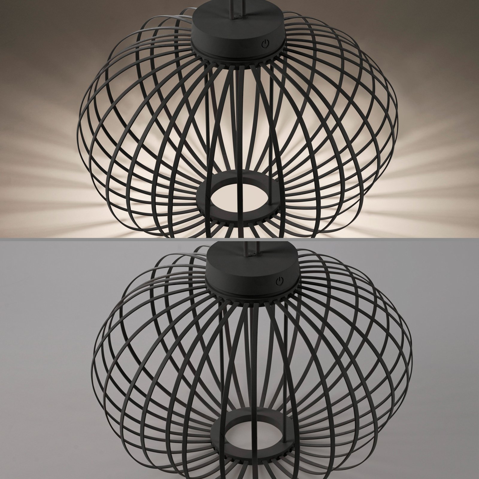 JUST LIGHT. Akuba újratölthető LED-es asztali lámpa fekete 37 cm bambusz